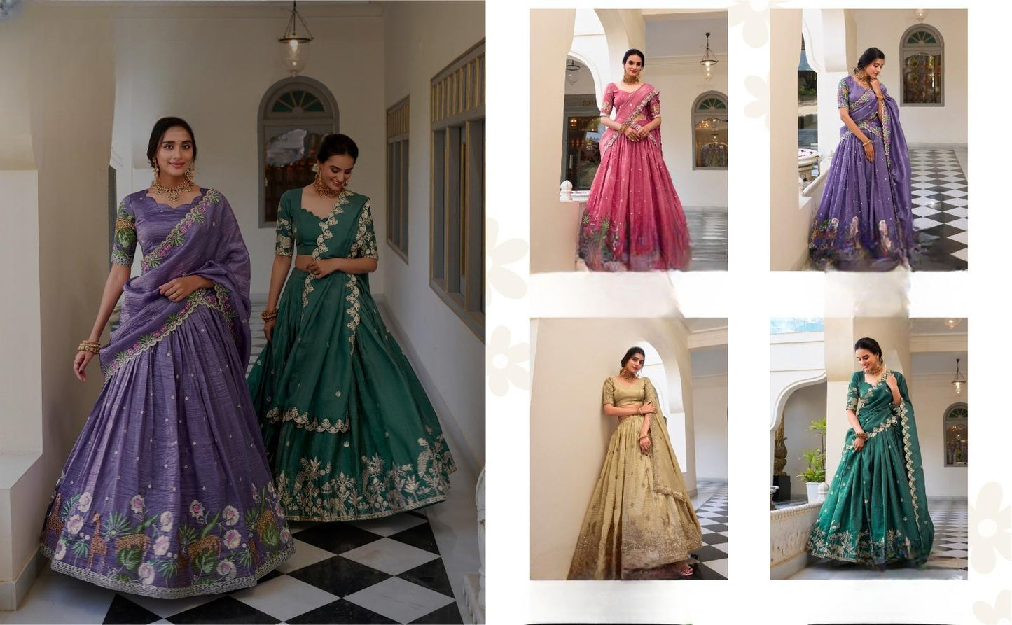 Sequins Gold Crushed Lehangas