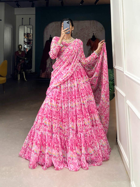 Printed Georgette Lehanga