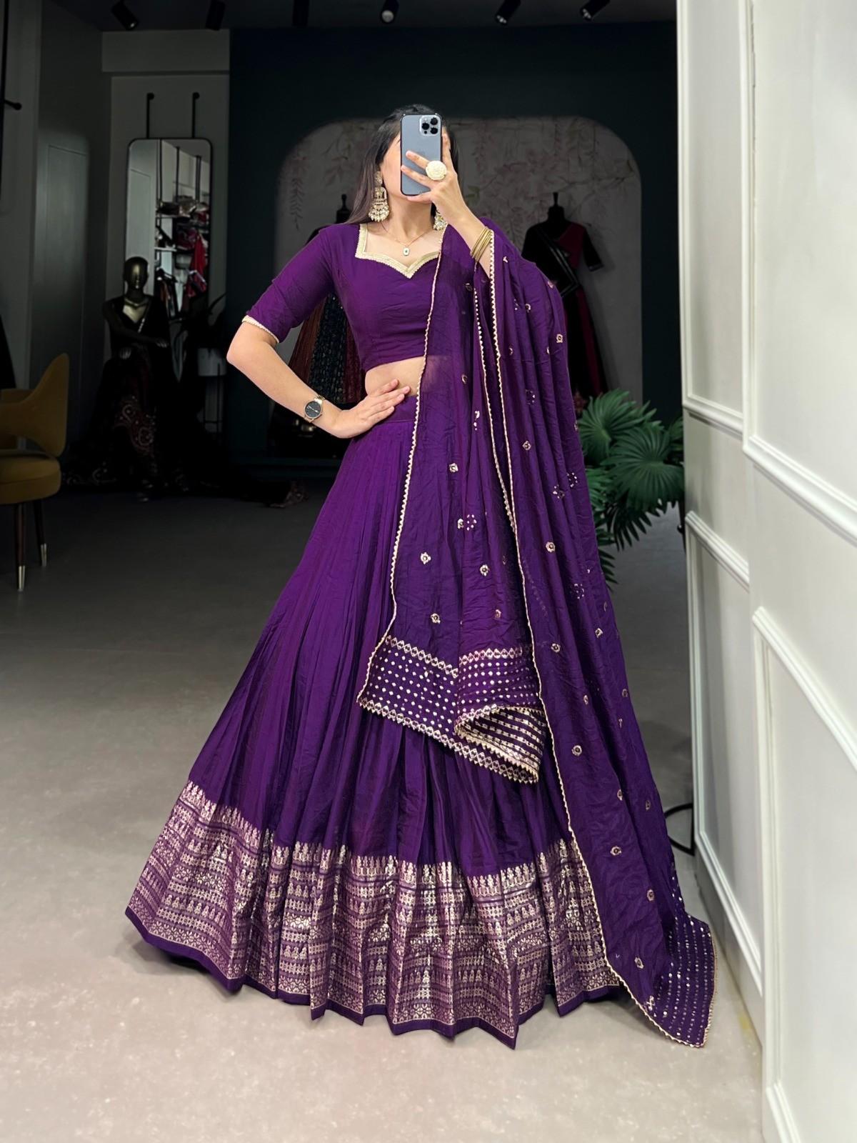 Zari Chanderi Silk Lehangas