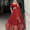 Zari Chanderi Silk Lehangas