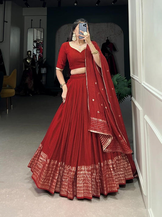 Zari Chanderi Silk Lehangas