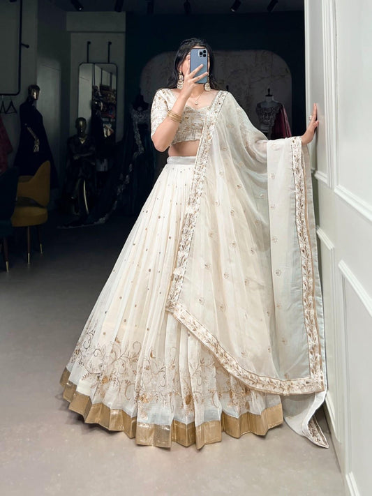 Sequins Silver Glossy Lehenga