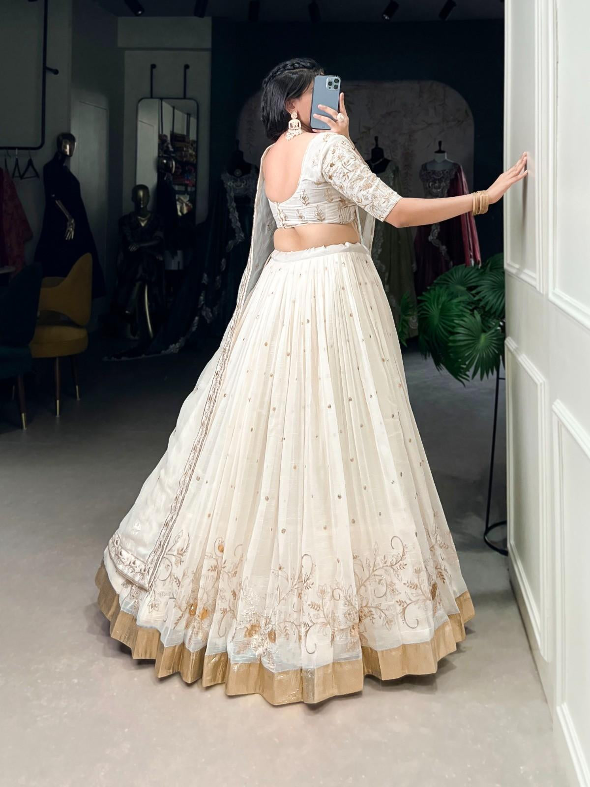 Sequins Silver Glossy Lehenga