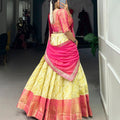Jaquard Silk Lehangas