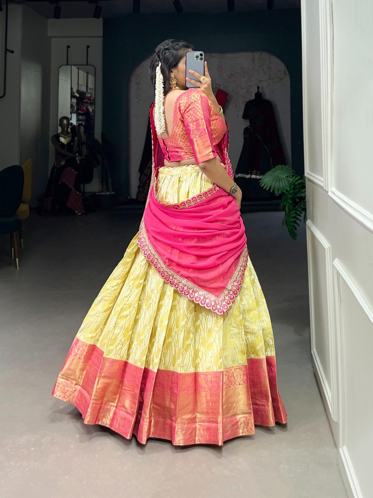 Jaquard Silk Lehangas