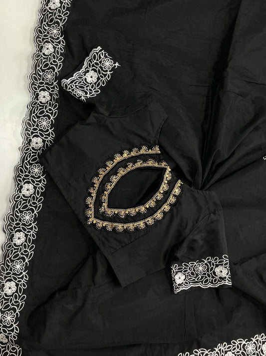 Embroidery Chanderi Cotton Saree
