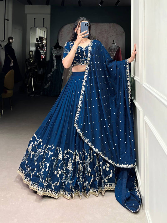 Sequins Vichitra Silk Lehangas