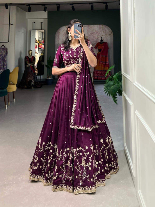 Sequins Vichitra Silk Lehangas