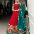 Printed Dola Silk Gown
