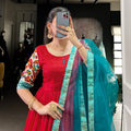 Printed Dola Silk Gown