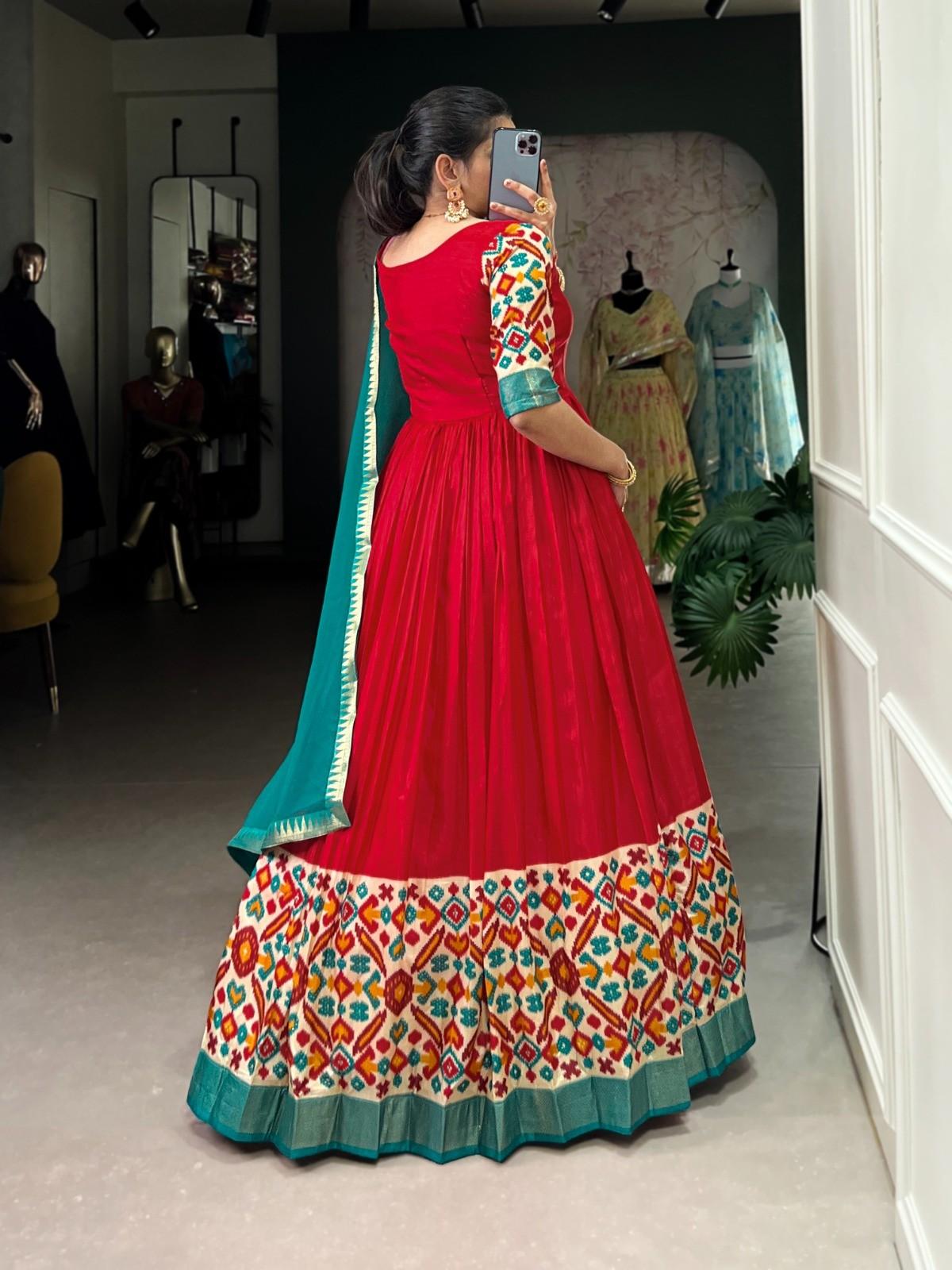 Printed Dola Silk Gown