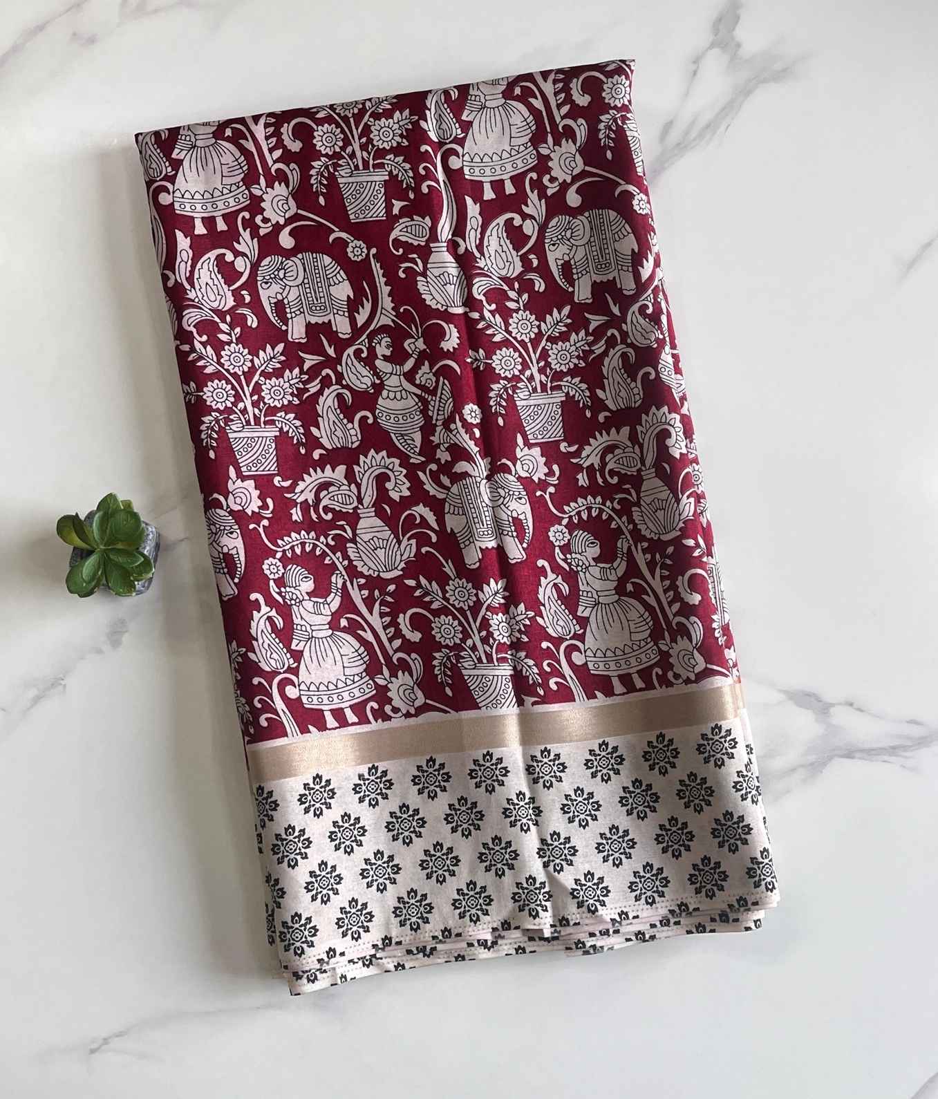 Kalamkari Mulmul Cotton Sarees
