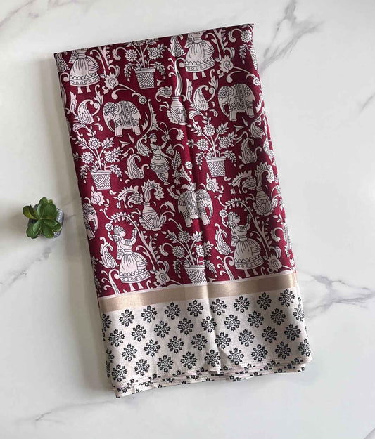 Kalamkari Mulmul Cotton Sarees
