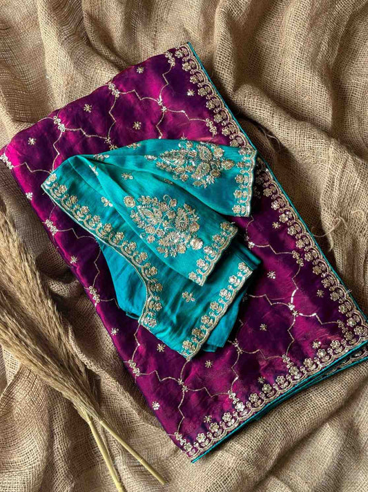 Space Silk Embroidery Saree
