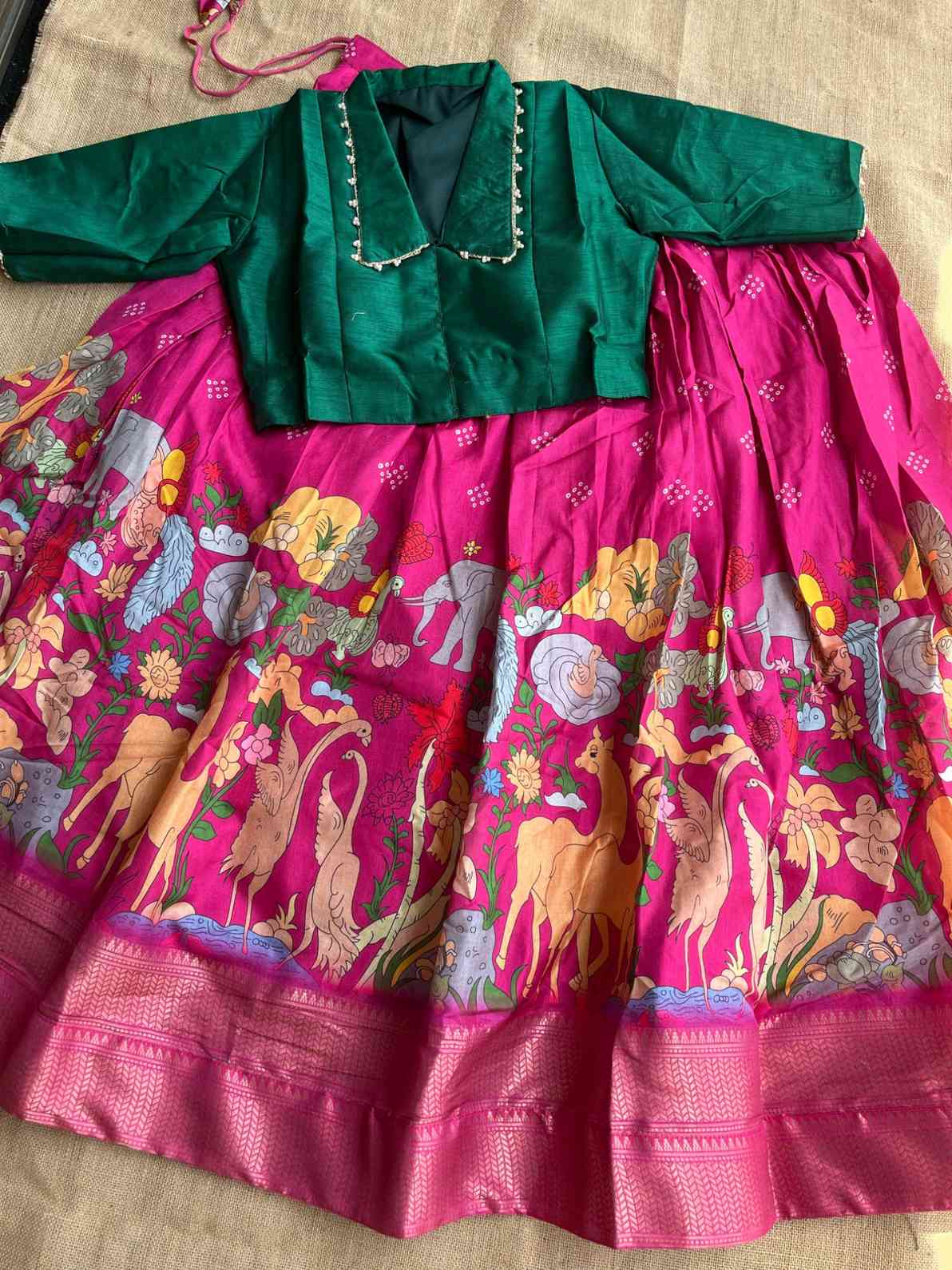 Kalamkari Dola Silk Lehangas