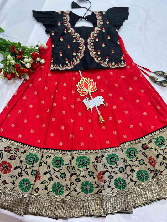 Kid's Banarasi Raw Silk Lehenga