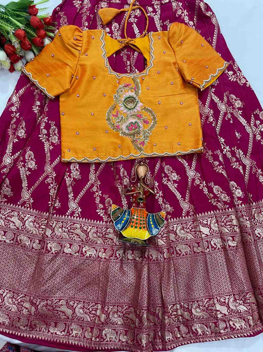 Kid's Banarasi Crepe Lehenga