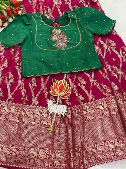 Kid's Banarasi Crepe Lehenga