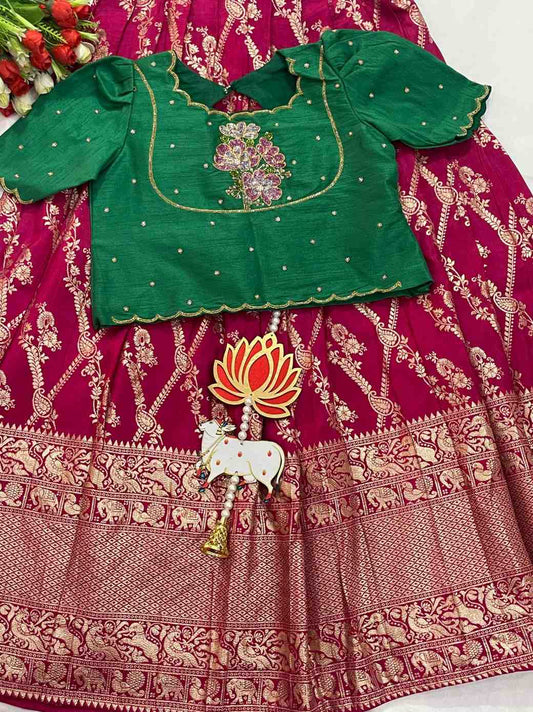 Kid's Banarasi Crepe Lehenga