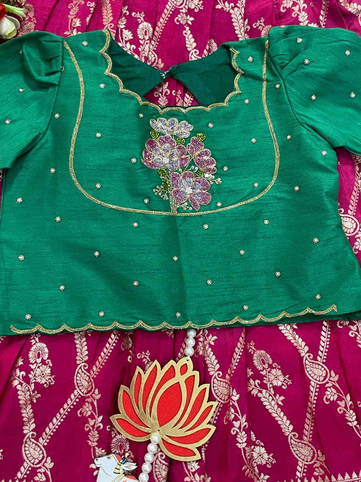 Kid's Banarasi Crepe Lehenga