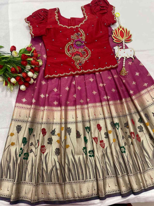 Kid's Dola Silk Lehenga