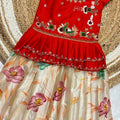 Kid's Painted Soft Tissue Lehengas