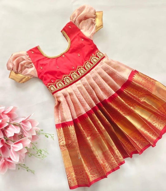 Kid's Semi Banarasi Silk Frock