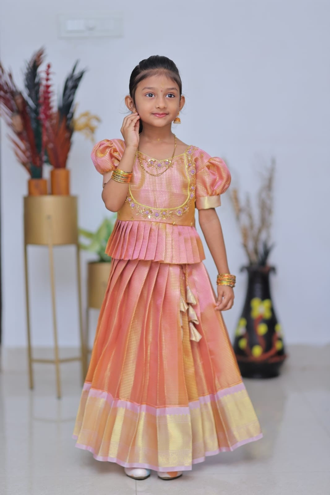 Kid's Tissue Banarasi Lehenga