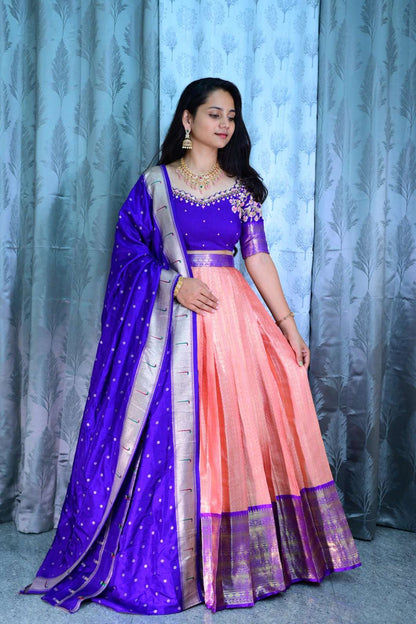 Fancy Semi Kanchi family outfit – cotton lining detail – Arhas Couture