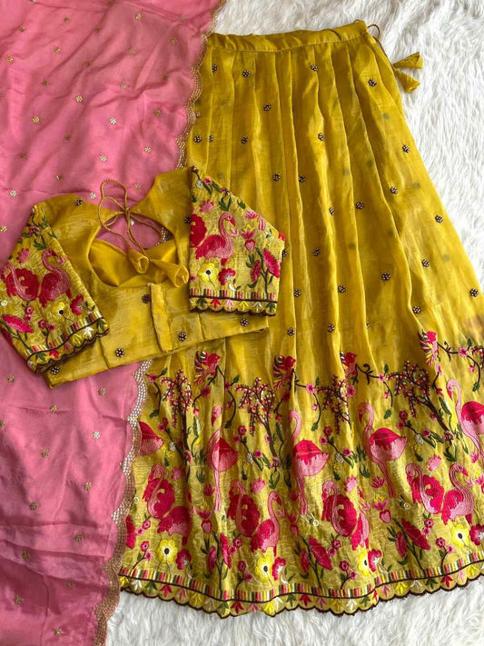 Gold Crush Embroidery Lehengas