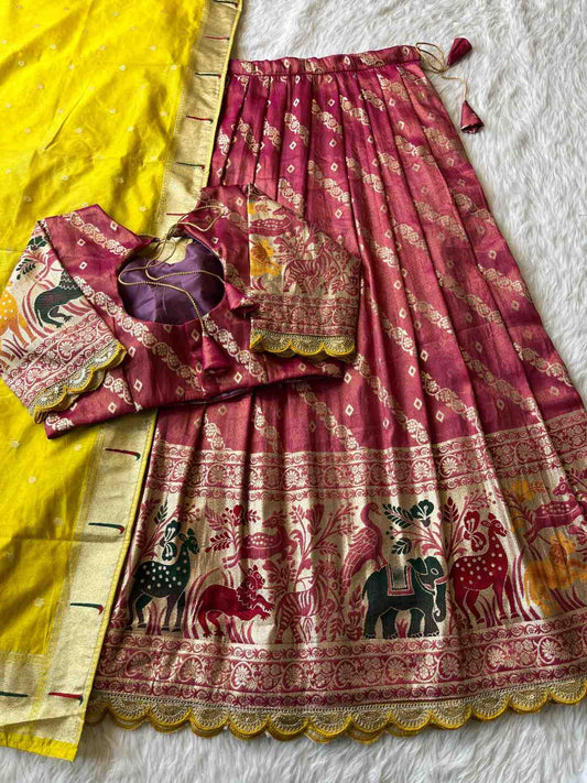 Viscose Tissue Silk Lehengas