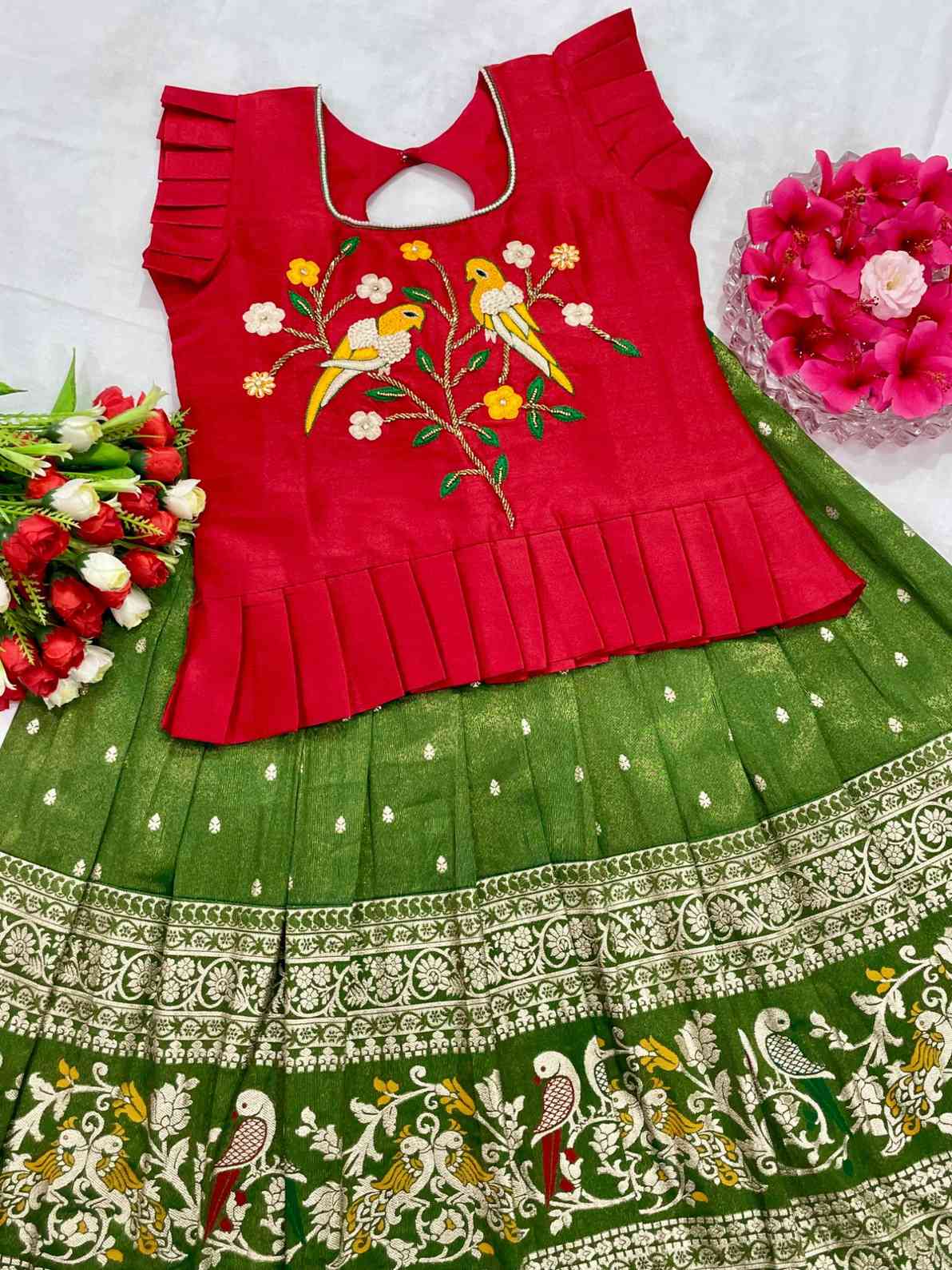 Kid's Tissue Scallop Lehenga