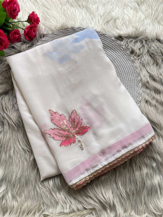 Georgette Hand Brush Paint Saree