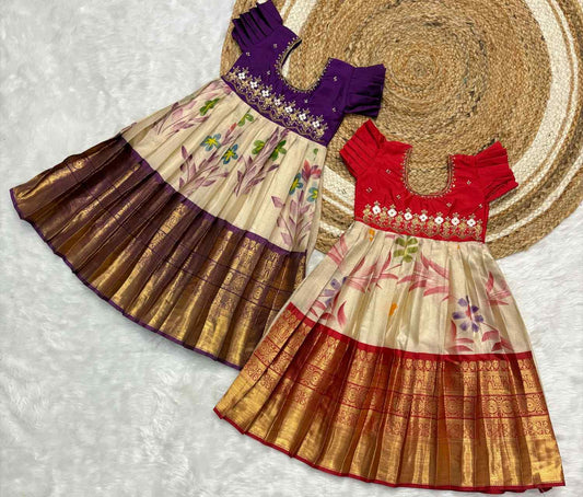 Kid's Semi Kanchi Painted Frocks