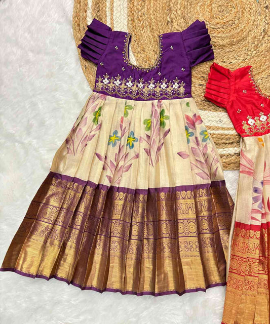 Kid's Semi Kanchi Painted Frocks