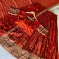 Glass Tissue Embroidery Lehengas