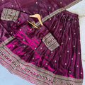 Glass Tissue Embroidery Lehengas