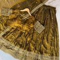 Glass Tissue Embroidery Lehengas