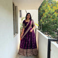Glass Tissue Embroidery Lehengas