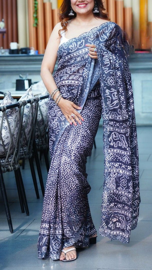 Moonga Rai Bhandej Print Sarees