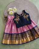 Kid's Kanchipuram Soft Silk Skirt Set
