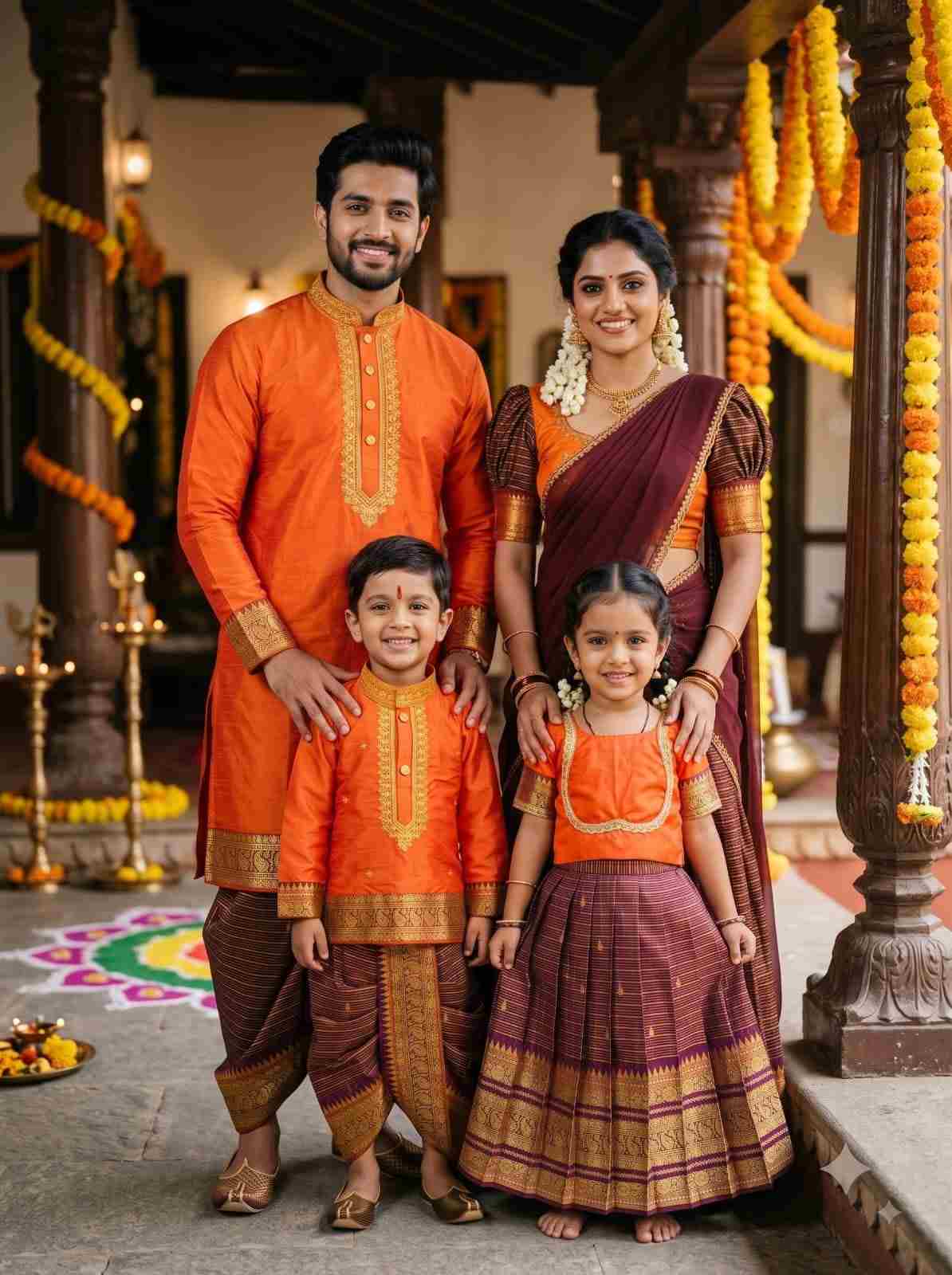 Rich Zari Silk Family Outfits