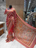 Ajrakh Print Chinnon Silk Saree