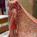 Ajrakh Print Chinnon Silk Saree
