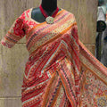 Ajrakh Print Chinnon Silk Saree