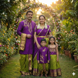 Soft semi Kanchi family outfit – full family – Arhas Couture