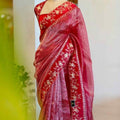 Fancy Banarasi Kora tissue stripe saree with handwork embroidery – Arhas Couture