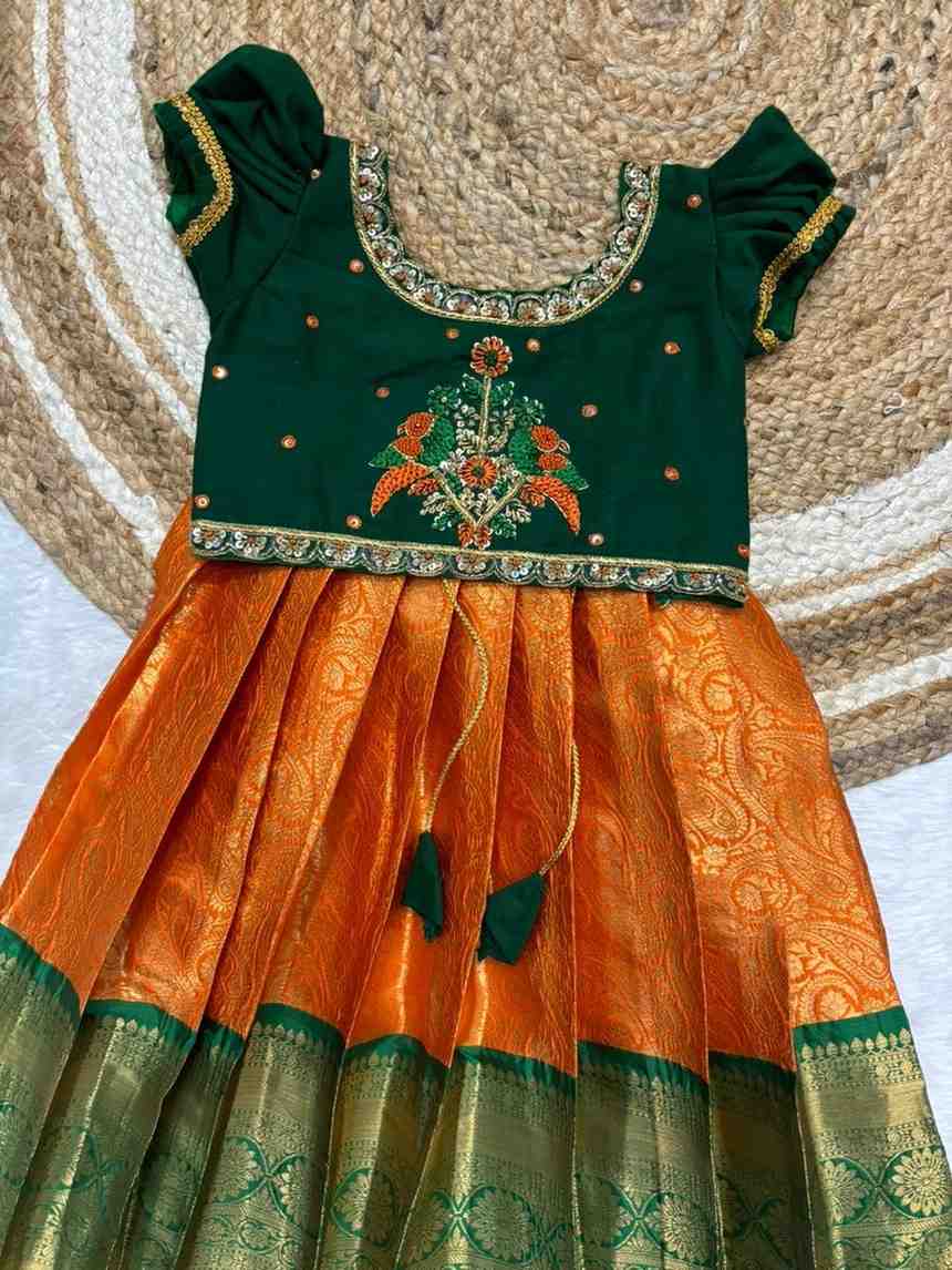 Semi Kanchi raw silk family outfit – colour 2 – Arhas Couture
