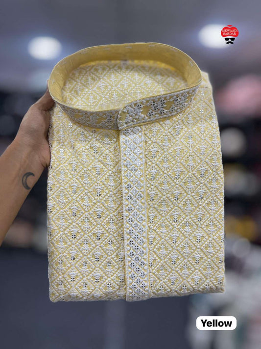 Men's Chickenkari Rayon Kurta Sets