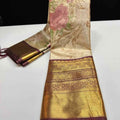 Brush Painted Banarasi Tissue Silk Sarees